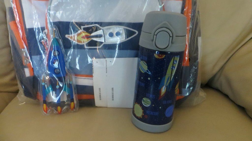 School Pottery barn planet Backpack Disney space+LUNCH BOX+Water gift boy .