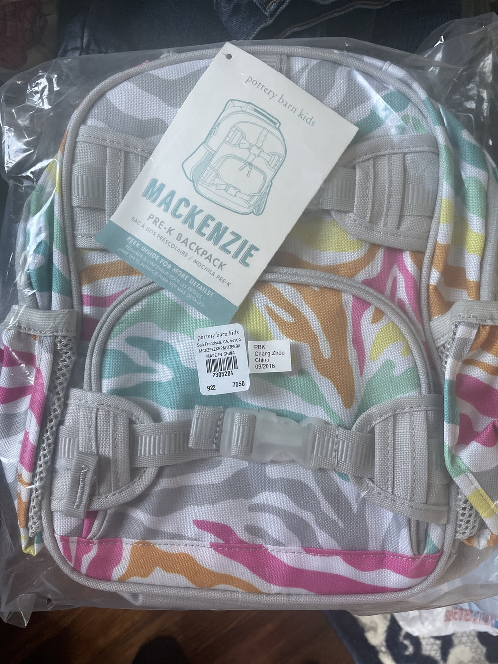 School Pottery barn BACKPACK Pre k RAINBOW ZEBRA Mini bag gift Disney travel .