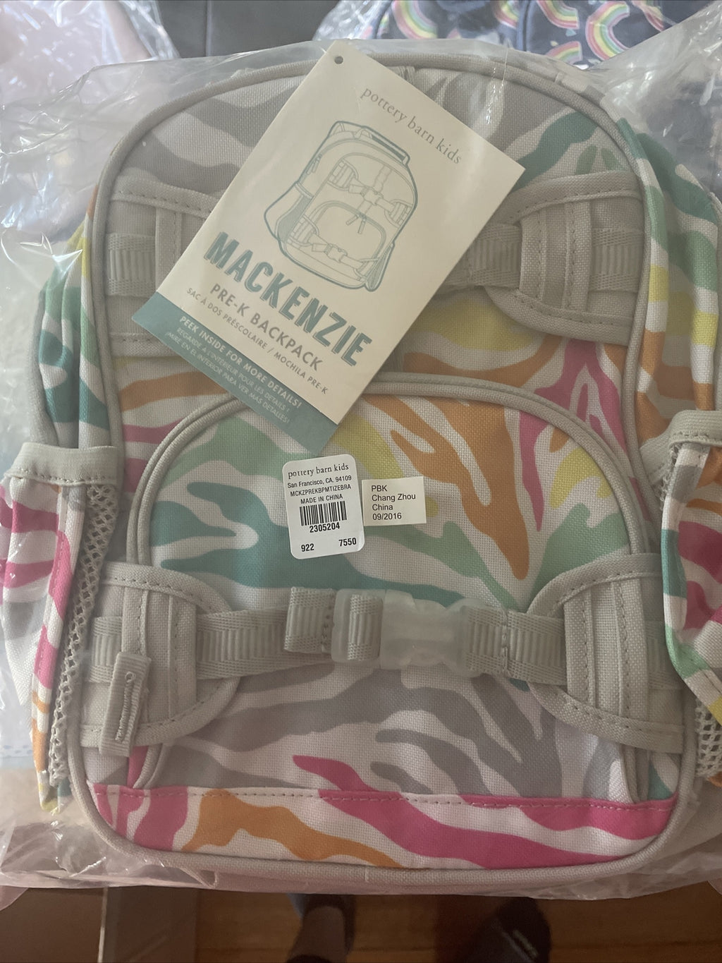 School Pottery barn BACKPACK Pre k RAINBOW ZEBRA Mini bag gift Disney travel .
