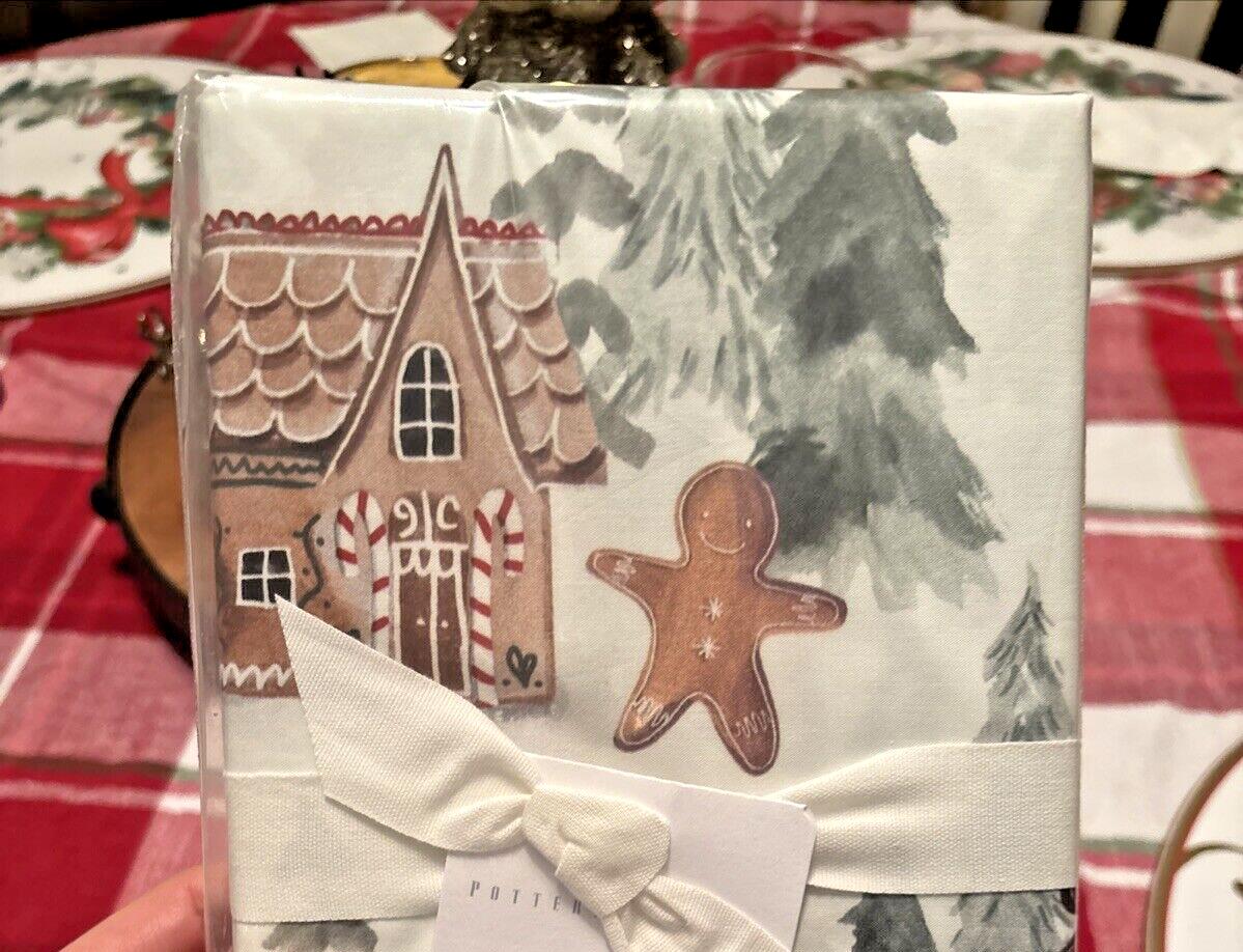 Pottery Barn Holiday Gingerbread Forest Christmas party pillowcase KING SET 2 y