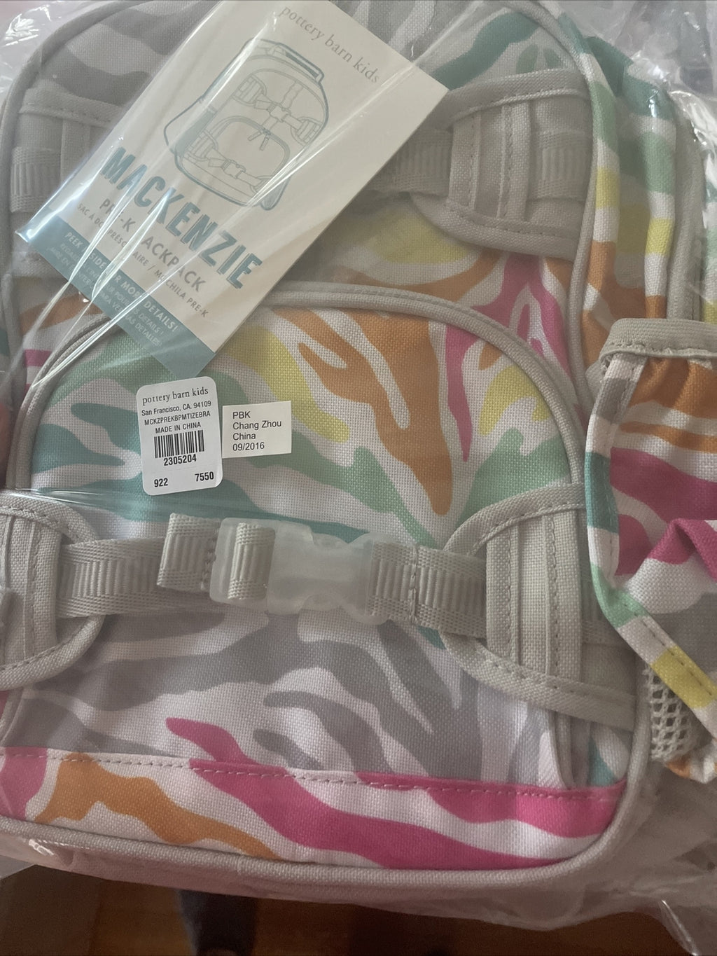 School Pottery barn BACKPACK Pre k RAINBOW ZEBRA Mini bag gift Disney travel .
