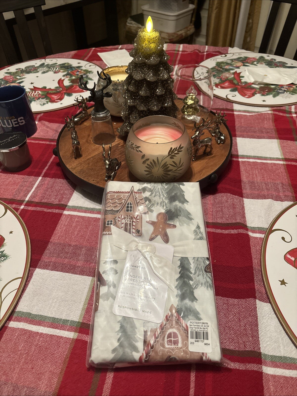 Pottery Barn Holiday Gingerbread Forest Christmas party pillowcase KING SET 2 y