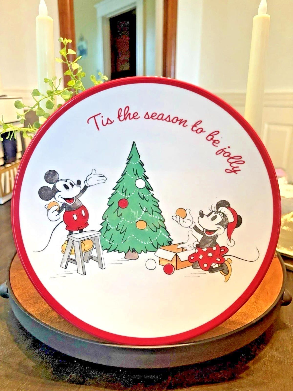 Pottery Barn holiday Christmas Mickey Mouse party Disney dinner plate kid gift