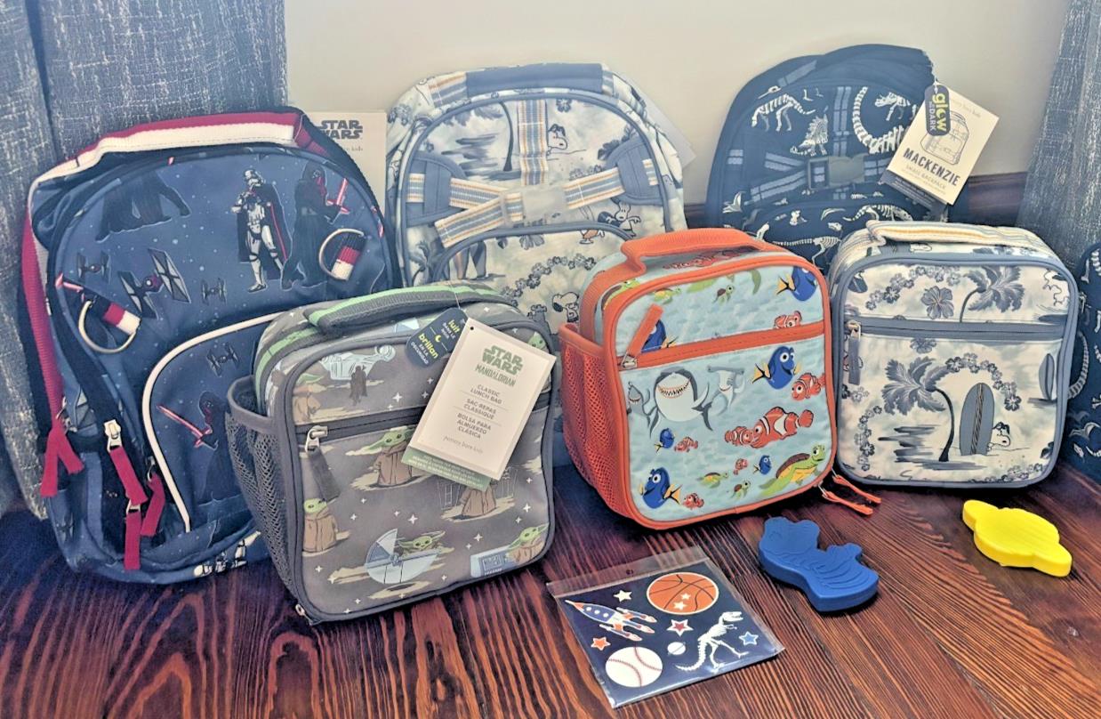 Pottery Barn kid School Disney Snoopy Mickey BACKPACK LUNCH WATER travel Bag n