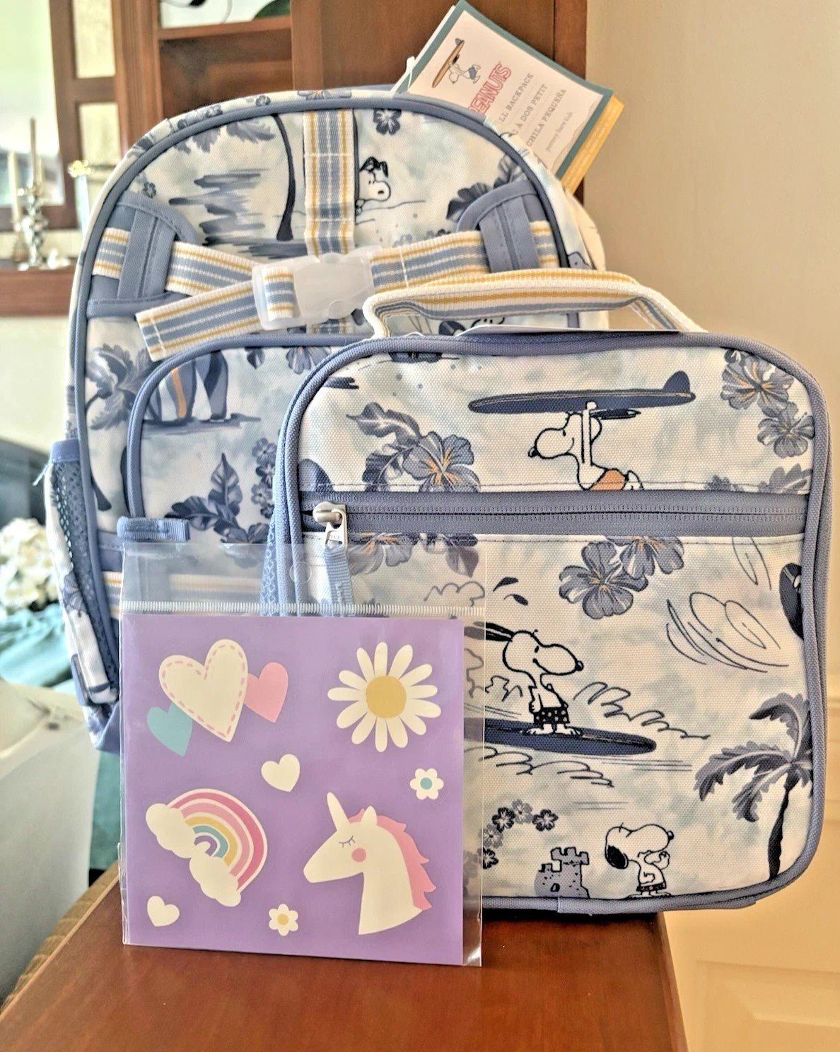 Pottery Barn kid School Disney Snoopy Mickey BACKPACK LUNCH WATER travel Bag n