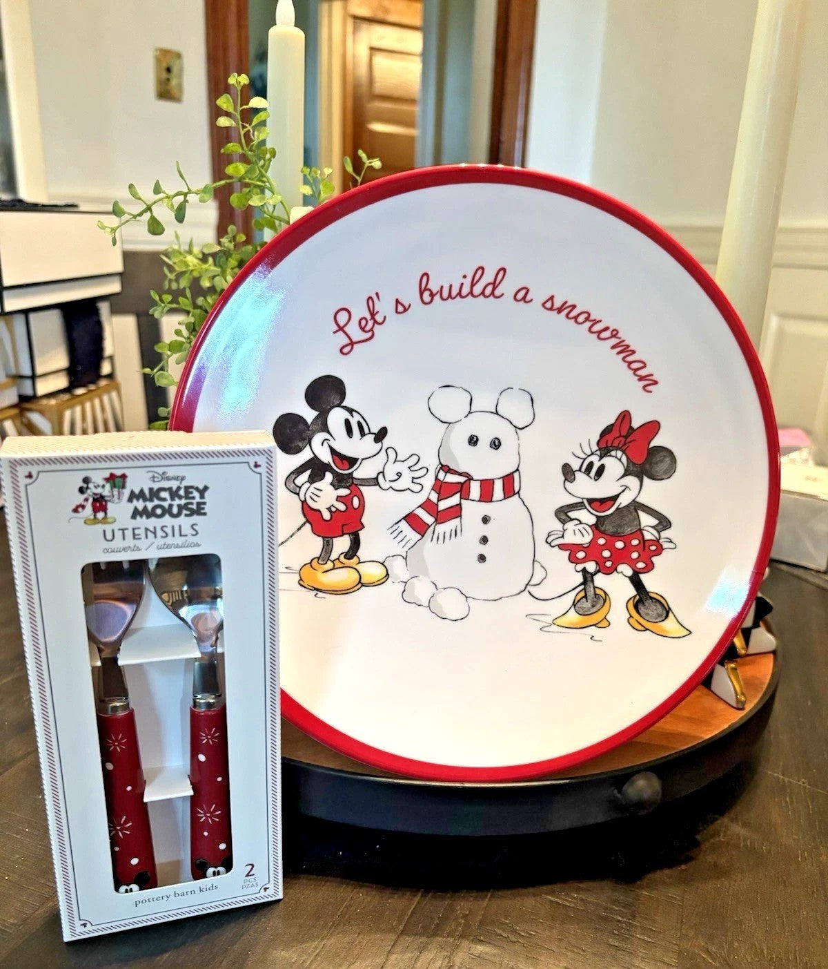 Pottery Barn holiday Christmas Mickey Mouse party Disney dinner plate kid gift