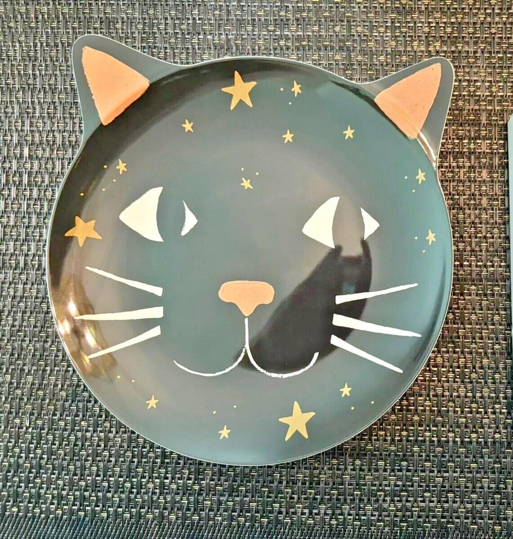 Pottery Barn Disney Plate Halloween Holiday party school black cat SET 4 gift "