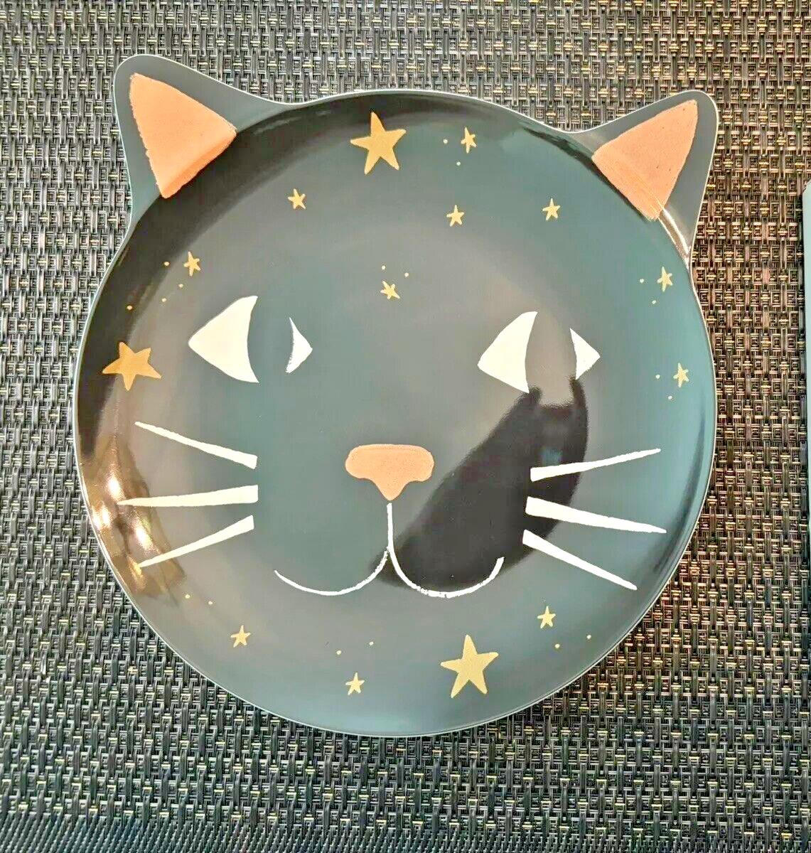 Pottery Barn Disney Plate Halloween Holiday party school black cat SET 4 gift "