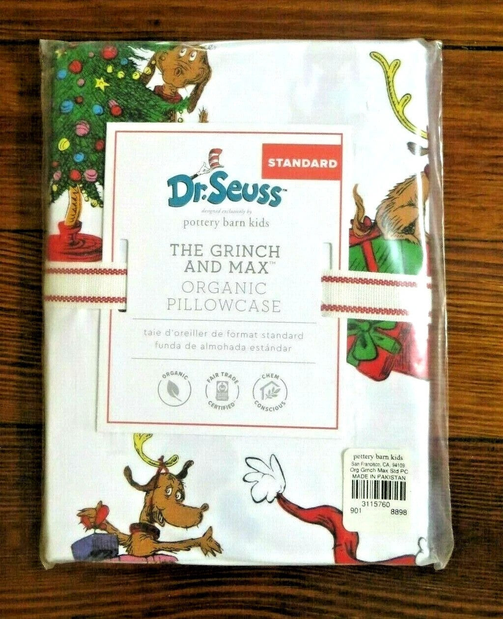 Pottery Barn Grinch Max Holiday Dr Seuss Christmas Gift dog Kids Pillowcase m