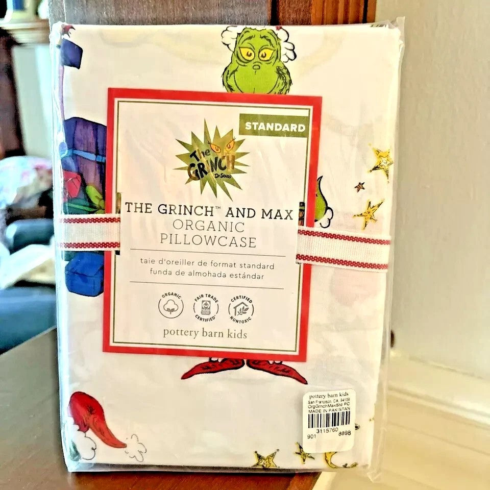 Pottery Barn Grinch Max Holiday Dr Seuss Christmas Gift dog Kids Pillowcase m