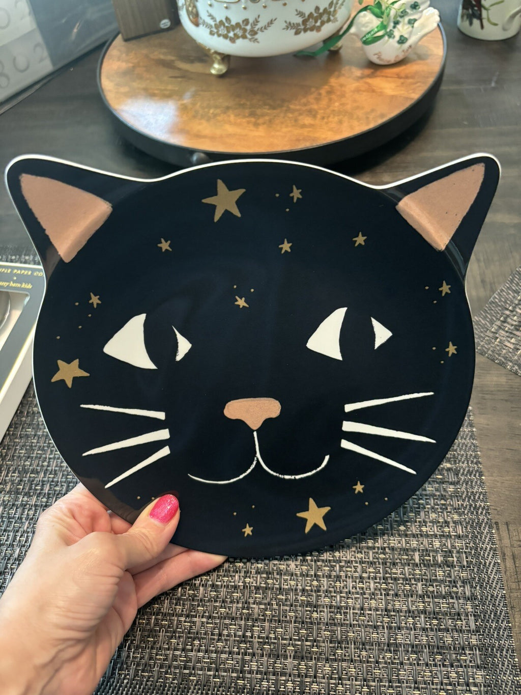 Pottery Barn Disney Plate Halloween Holiday party school black cat SET 4 gift "