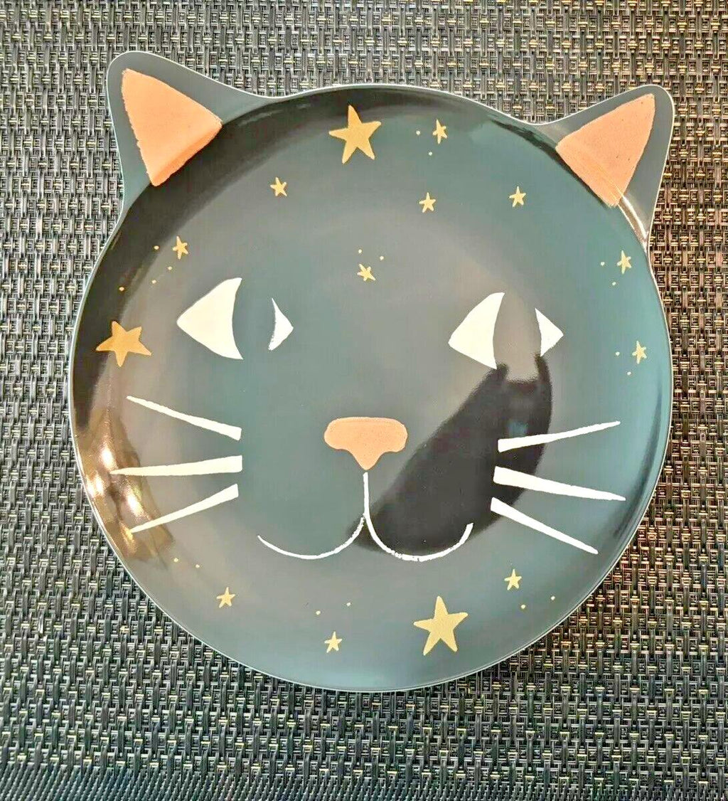 Pottery Barn Disney Plate Halloween Holiday party school black cat SET 4 gift "