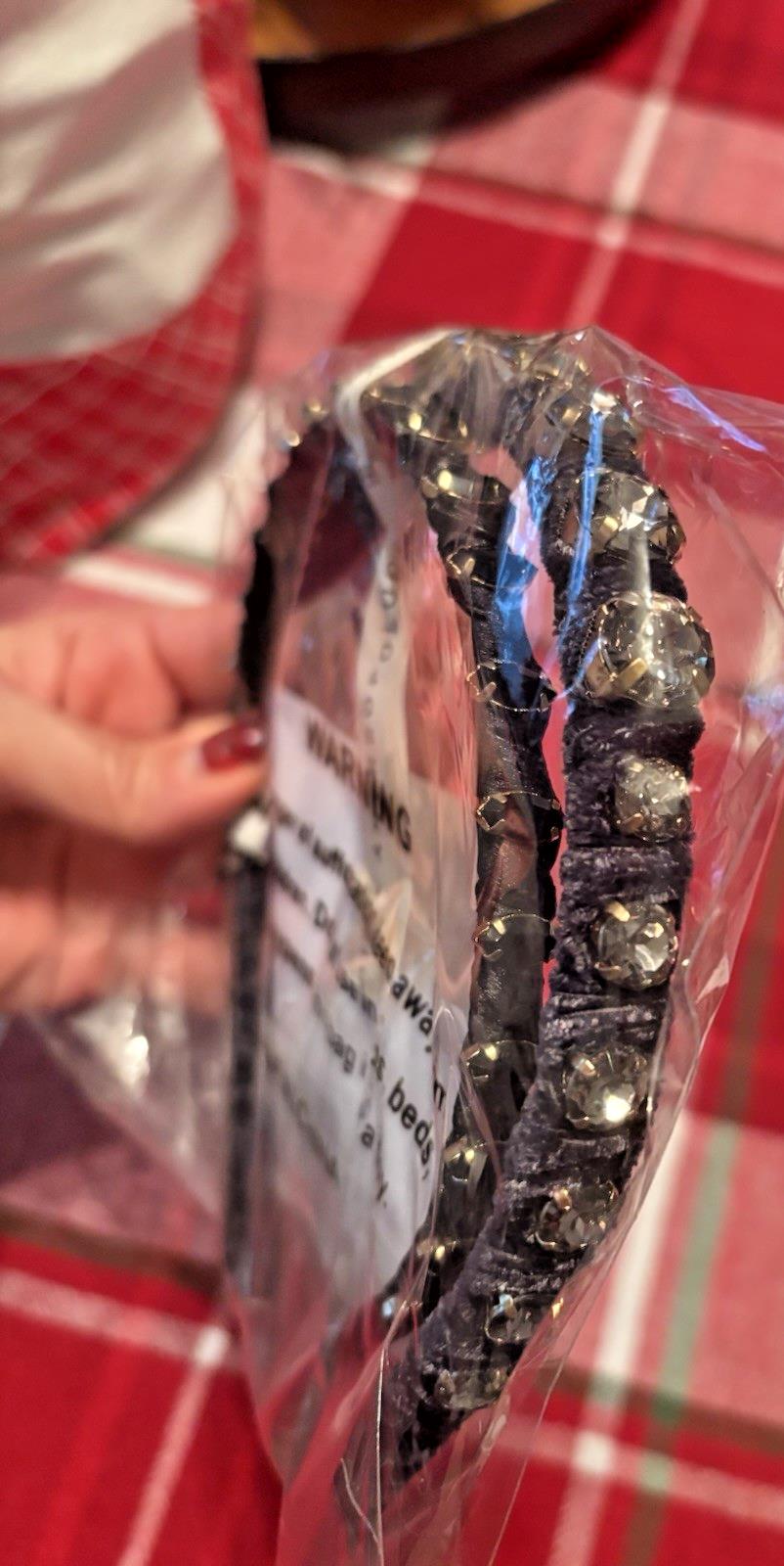 Anthropologie Headband velvet diamond holiday party wedding Hair girl Band SET 2.