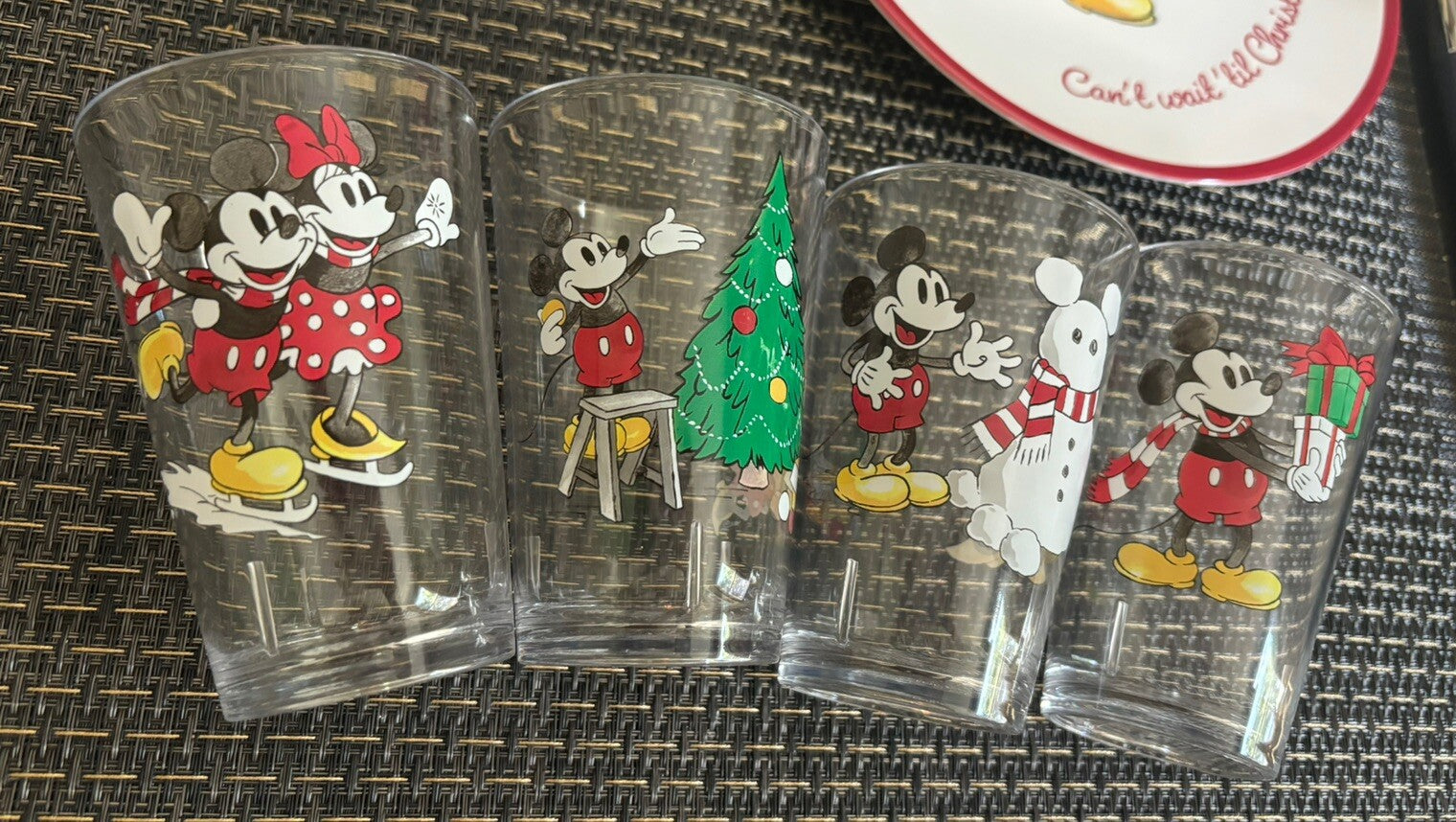 Disney Pottery Barn Mickey Mouse Cup holiday Christmas party gift peanuts SET