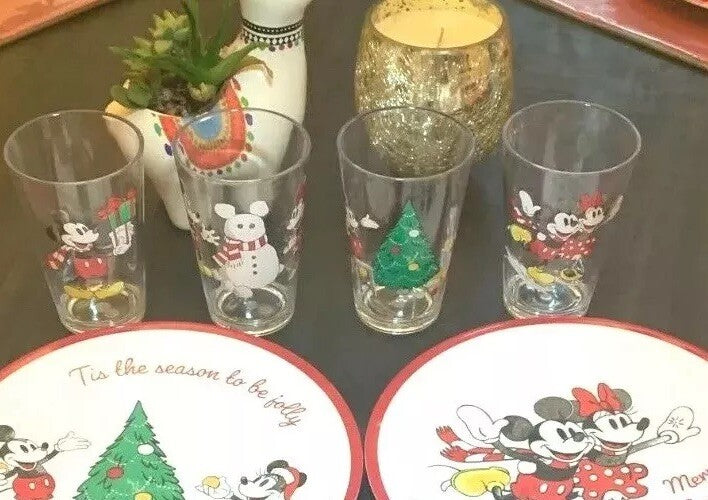 Disney Pottery Barn Mickey Mouse Cup holiday Christmas party gift peanuts SET