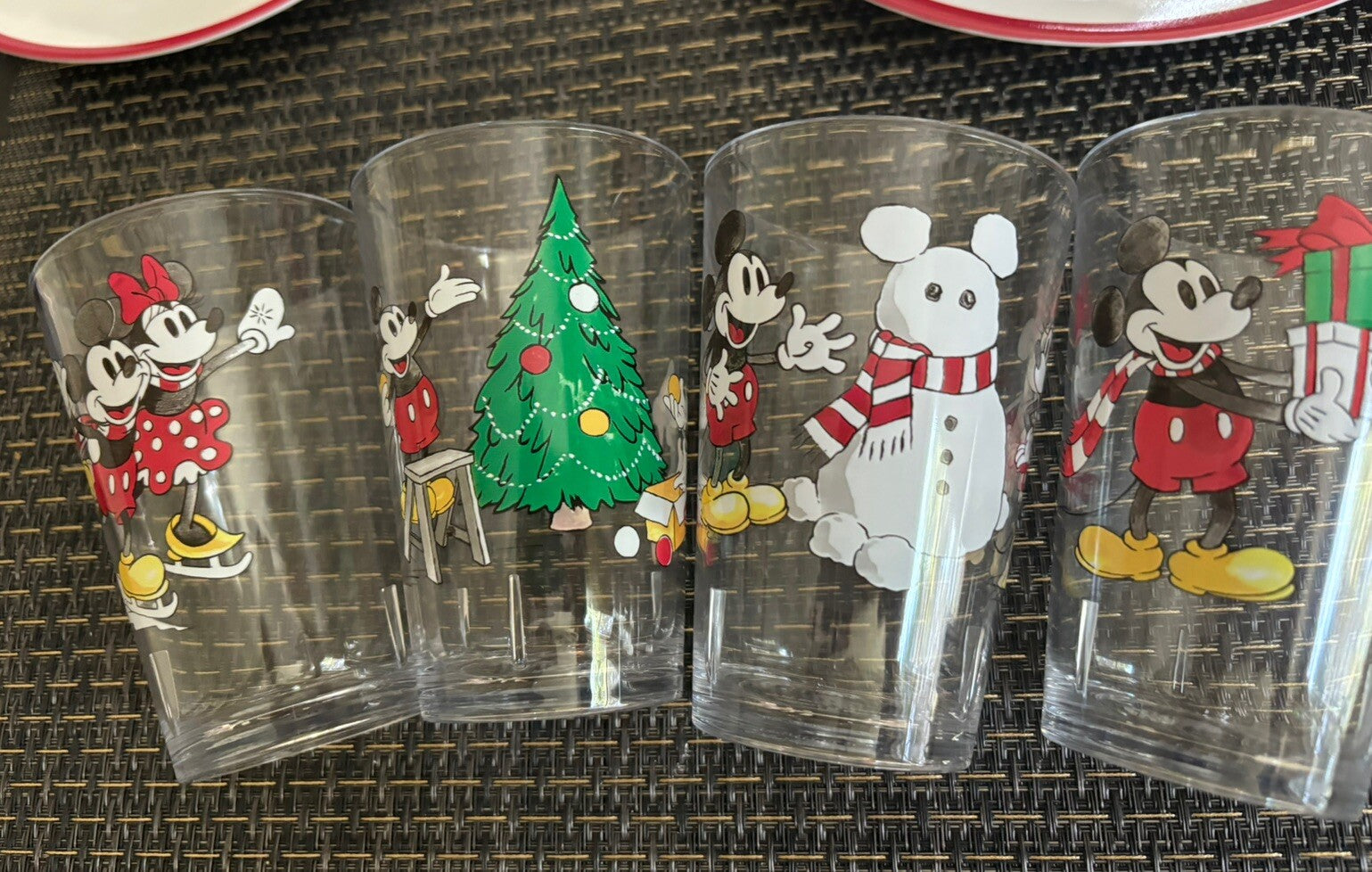 Disney Pottery Barn Mickey Mouse Cup holiday Christmas party gift peanuts SET