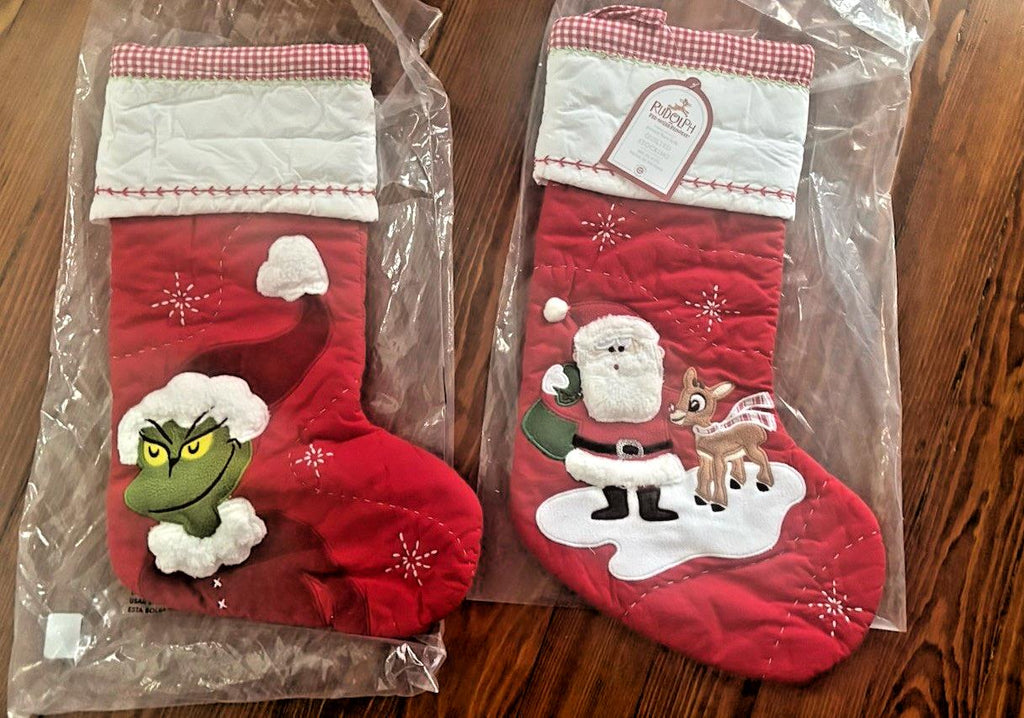 Pottery Barn Holiday Christmas stocking Santa Grinch Rudolph Seuss Disney SET 2