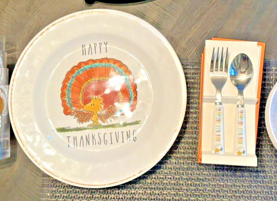 Peanuts Pottery Barn Snoopy holiday Thanksgiving party KID Dinner school SET 2 a