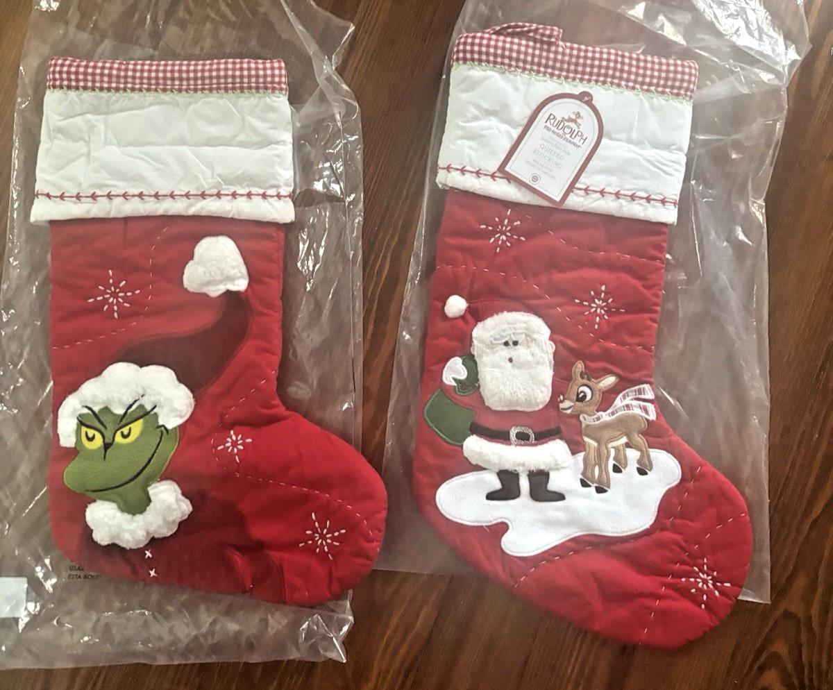 Pottery Barn Holiday Christmas stocking Santa Grinch Rudolph Seuss Disney SET 2