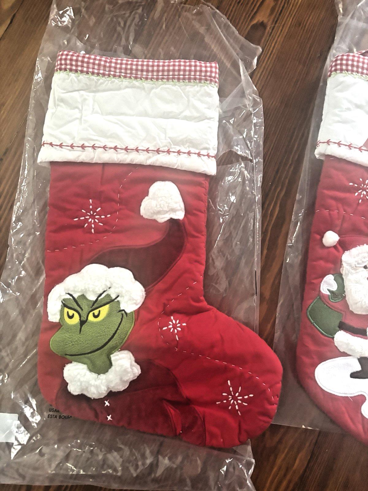 Pottery Barn Holiday Christmas stocking Santa Grinch Rudolph Seuss Disney SET 2