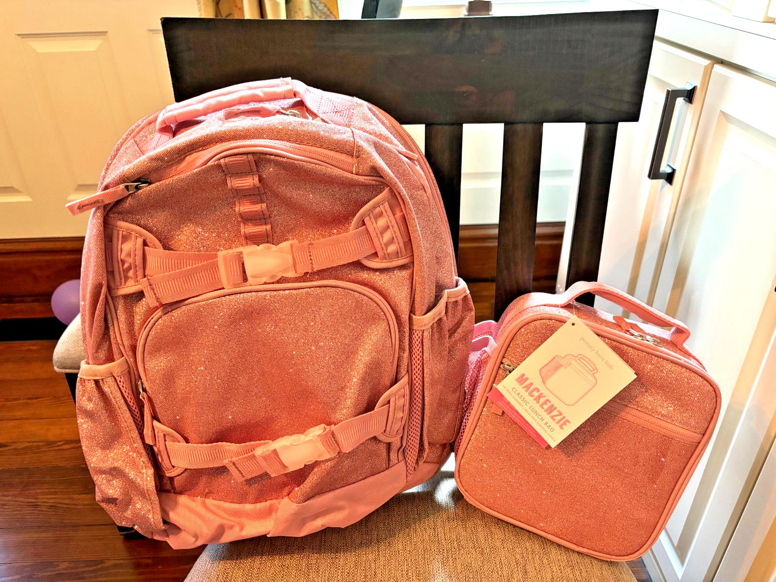 Pottery barn school Disney princess glitter Barbie Travel BACKPACK LUNCH girl .