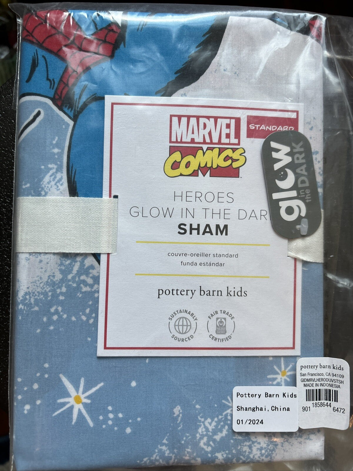 Pottery barn MARVEL Avengers Disney gift superHERO PILLOW Sham Christmas =