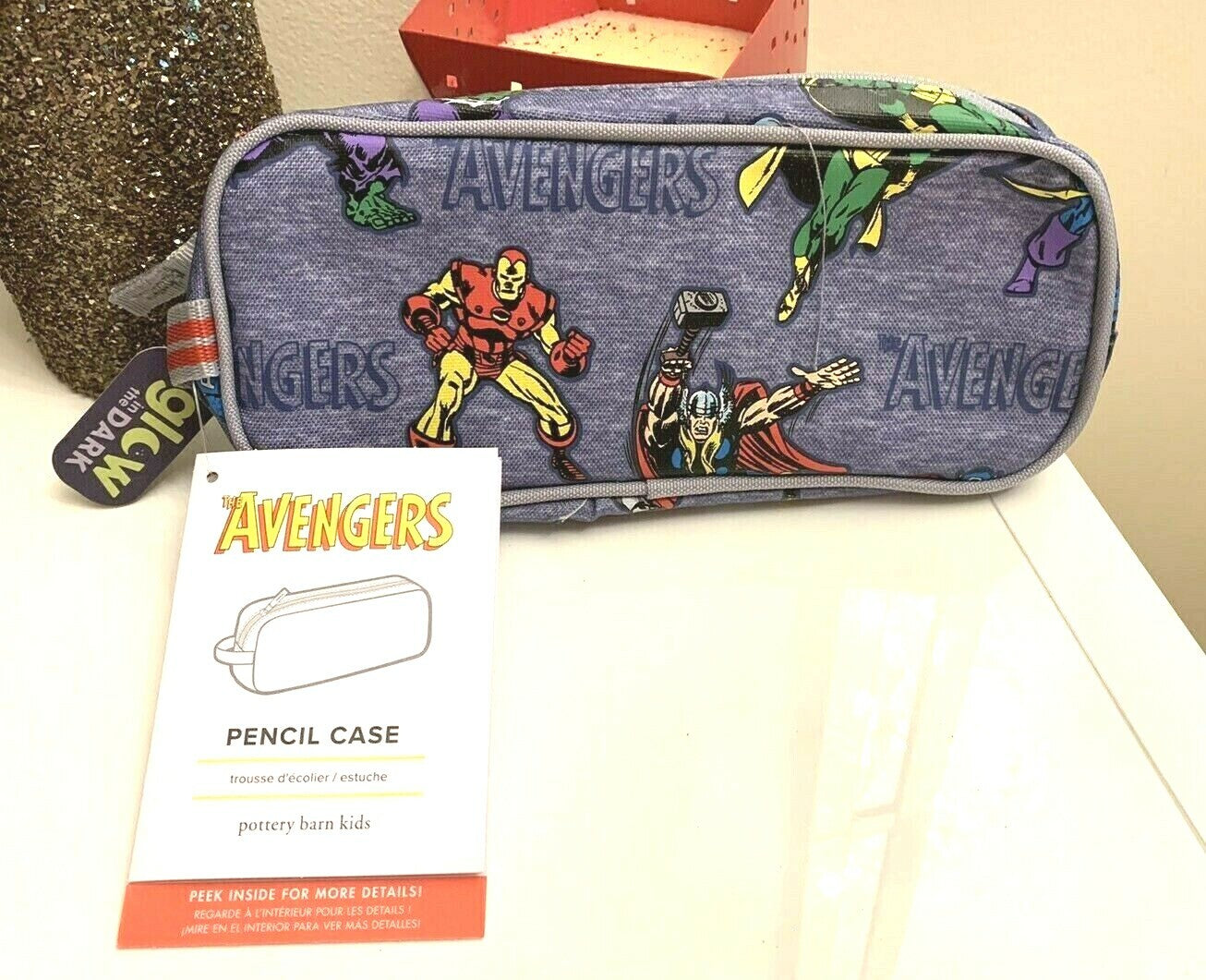 School Pottery barn Flash Batman Lunch bag+Marvel Pencil case Avengers pre k .