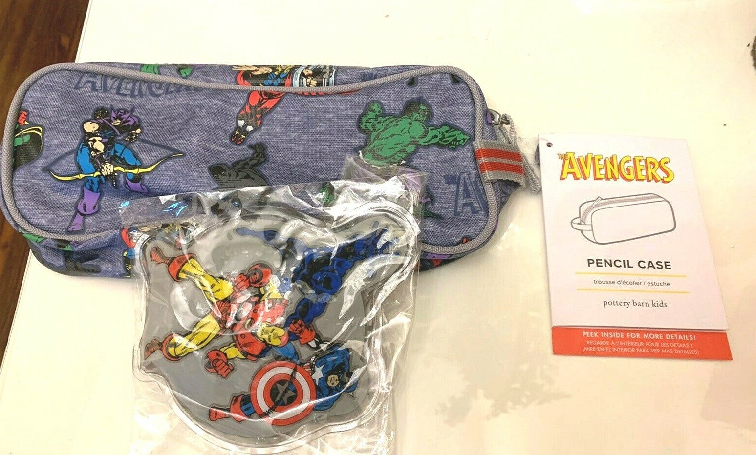School Pottery barn Flash Batman Lunch bag+Marvel Pencil case Avengers pre k .