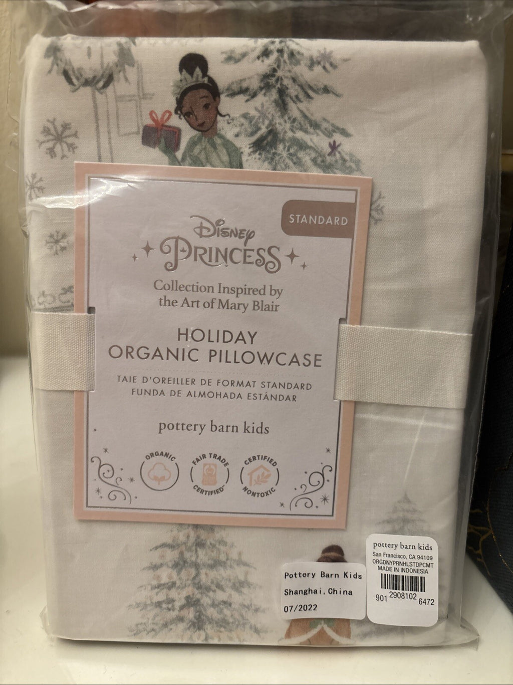 Disney Pottery Barn Holiday pillowcase PRINCESS Belle Christmas gift castle y
