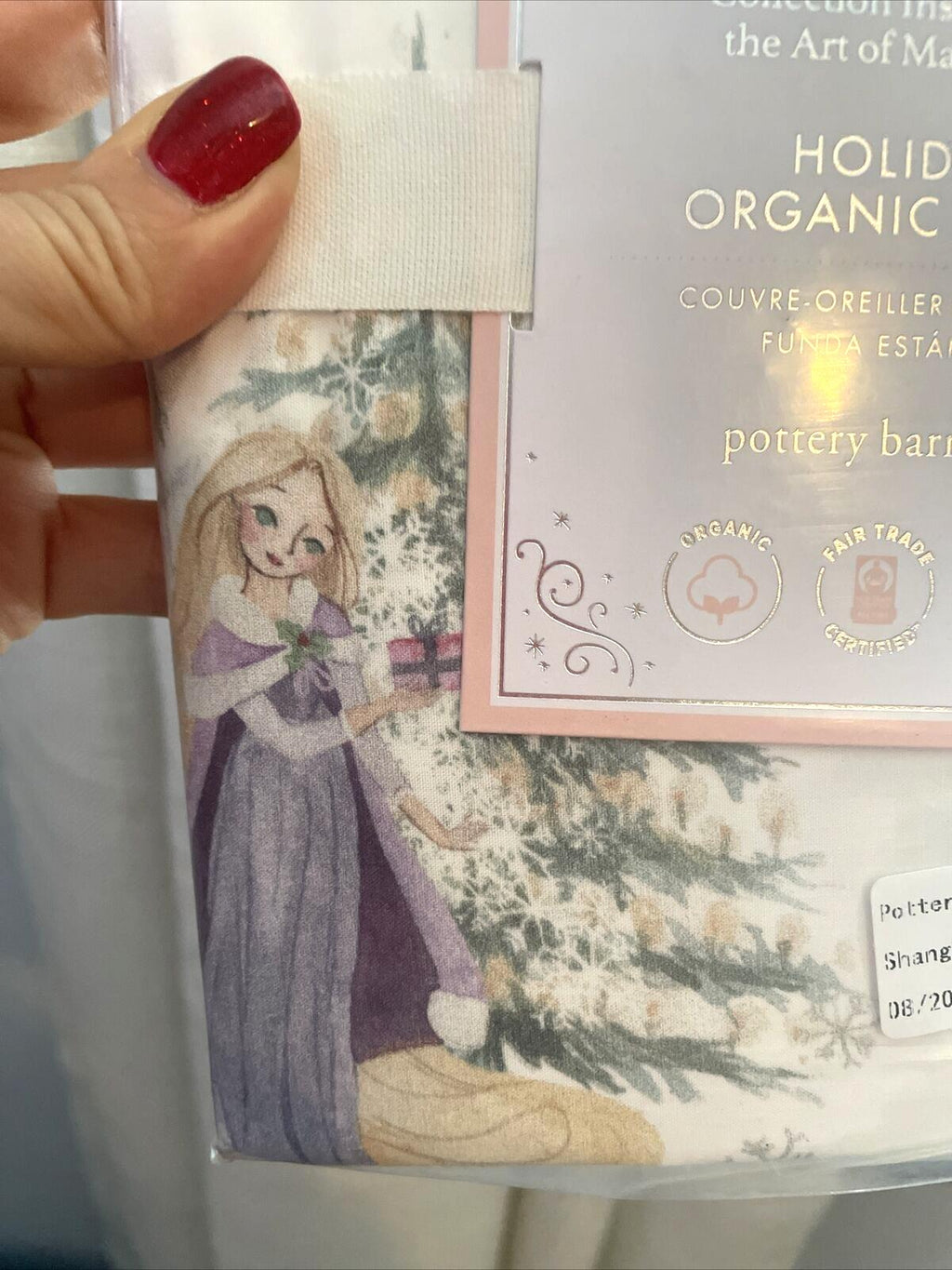 Disney Pottery Barn Holiday pillowcase PRINCESS Belle Christmas gift castle y