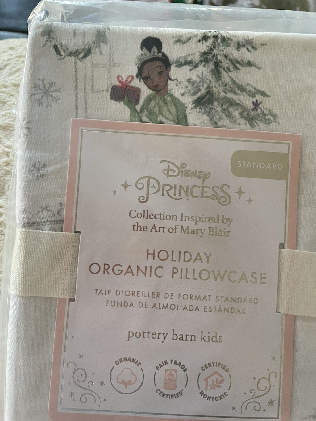 Disney Pottery Barn Holiday pillowcase PRINCESS Belle Christmas gift castle y