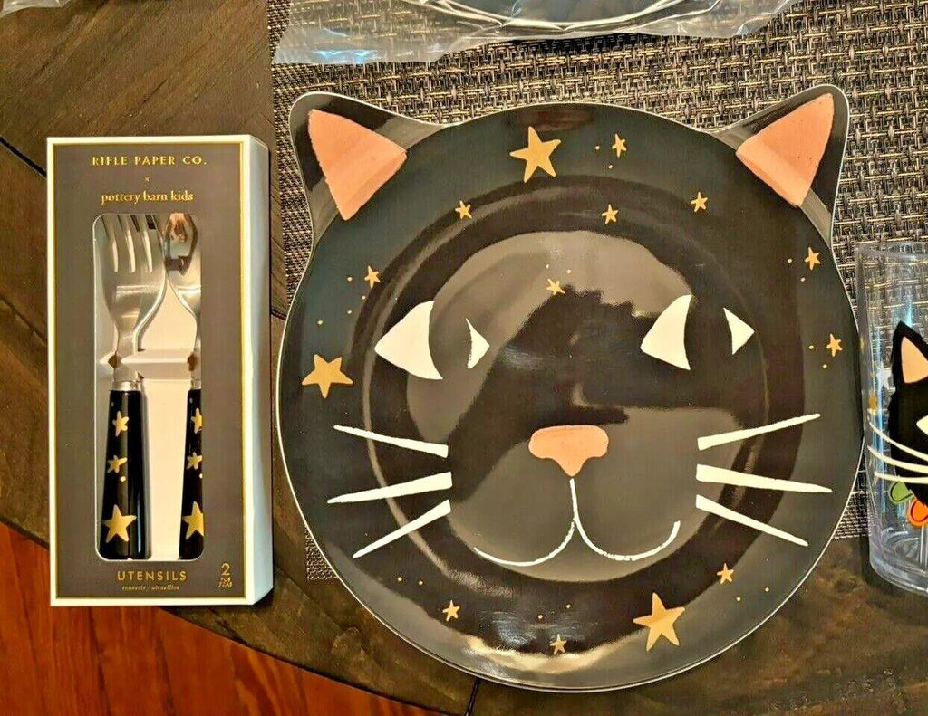 Pottery Barn Disney Halloween Holiday party black cat Dinner party kids SET 8 -