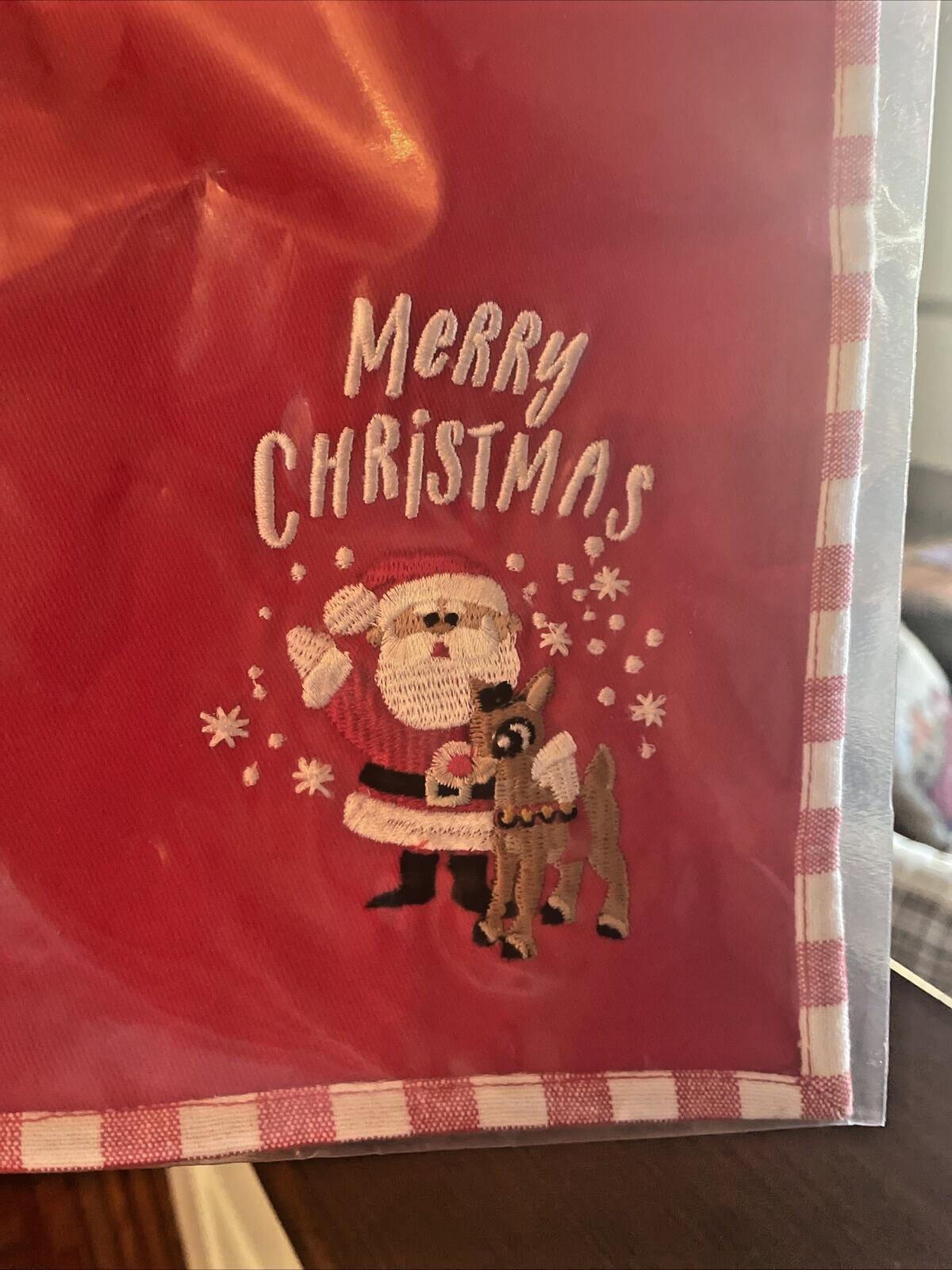 Pottery Barn holiday Rudolph Reindeer Napkin Holiday Christmas party SET 4 `