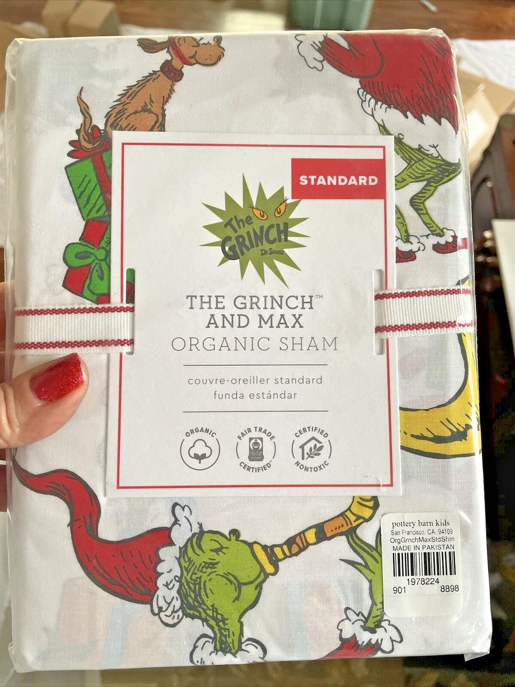 Pottery Barn GRINCH Pillow Sham Christmas disney Seuss holiday Gift school kid `