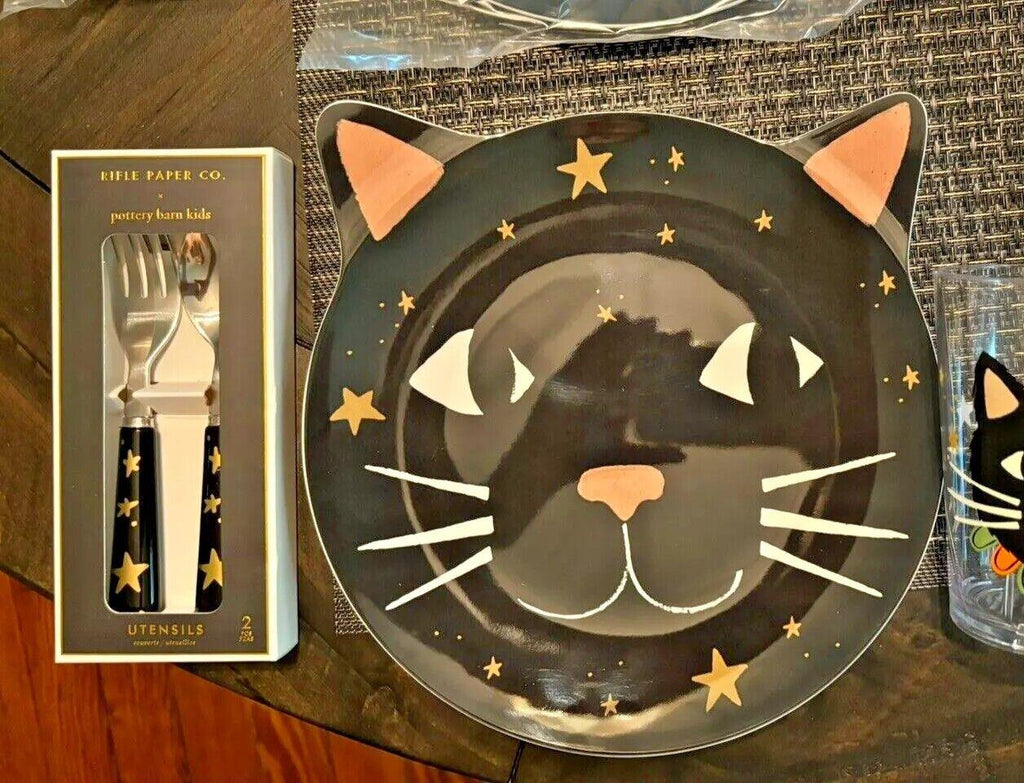 Pottery Barn Disney Halloween Holiday party black cat Dinner party kids SET 8 -