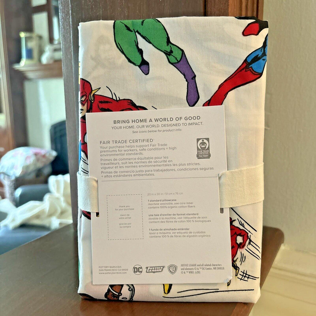 Pottery Barn Batman Justice LEague Avengers Marvel Holiday pillowcase Disney =
