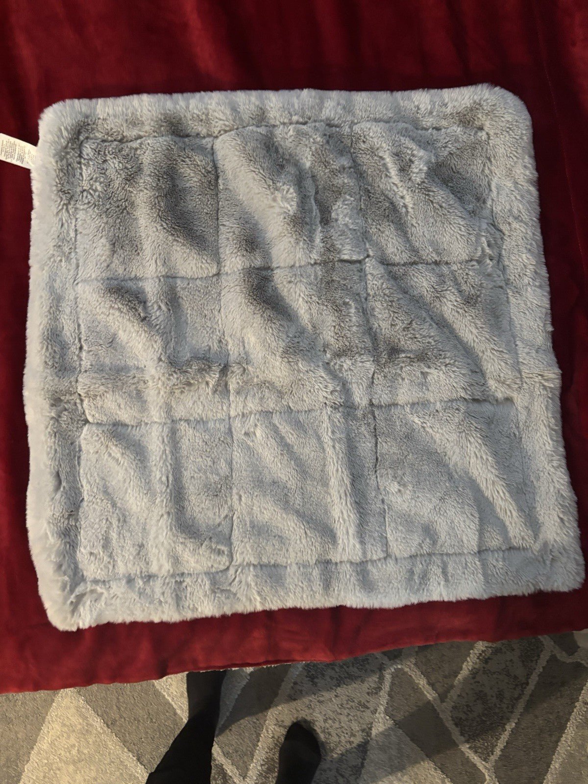 Pottery Barn Christmas bed holiday Pillow Sham fur velvet party Ski gray Set 2 "