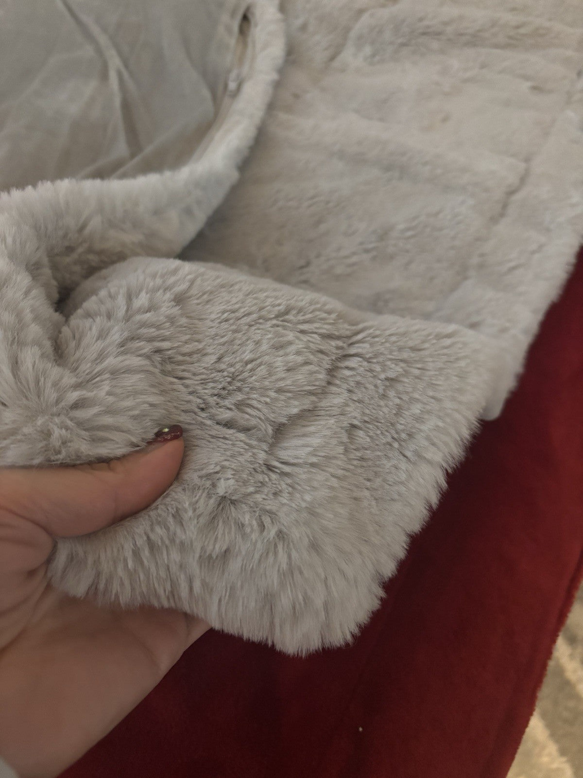 Pottery Barn Christmas bed holiday Pillow Sham fur velvet party Ski gray Set 2 "