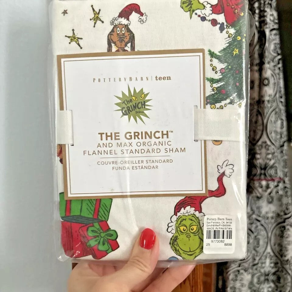 Pottery Barn Grinch Max Holiday Dr Seuss Christmas Gift dog Kid Pillowcase NEW k