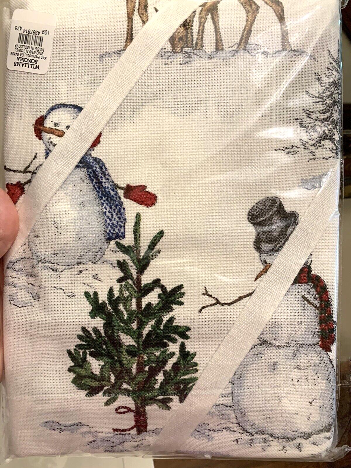 Williams sonoma towel Kitchen Snowman Holiday Christmas party pottery barn SET 2