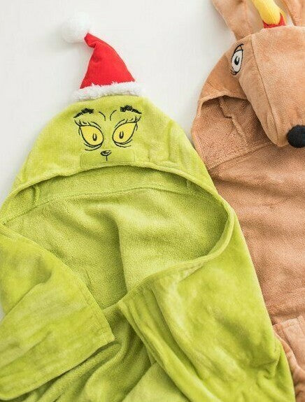 Pottery Barn GRINCH Christmas holiday bath wrap towel school gift Seuss Disney -