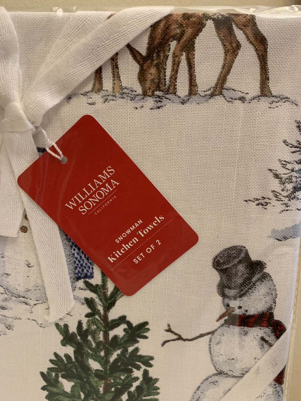 Williams sonoma towel Kitchen Snowman Holiday Christmas party pottery barn SET 2
