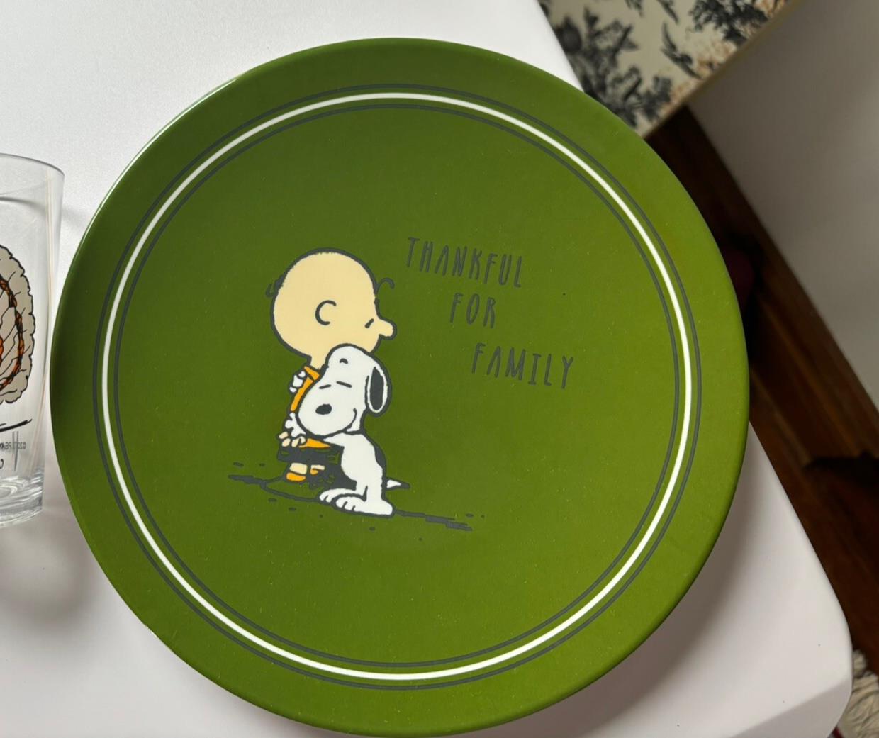 Disney Snoopy Pottery Barn Thanksgiving Holiday Peanuts Plate school kid gift `