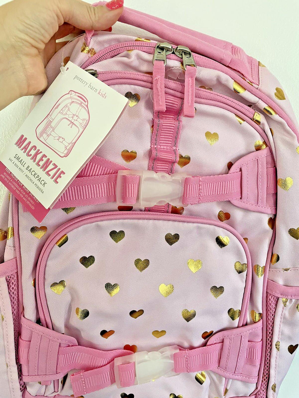 School Pottery barn Barbie BACKPACK bag girl princess pink travel heart gold .