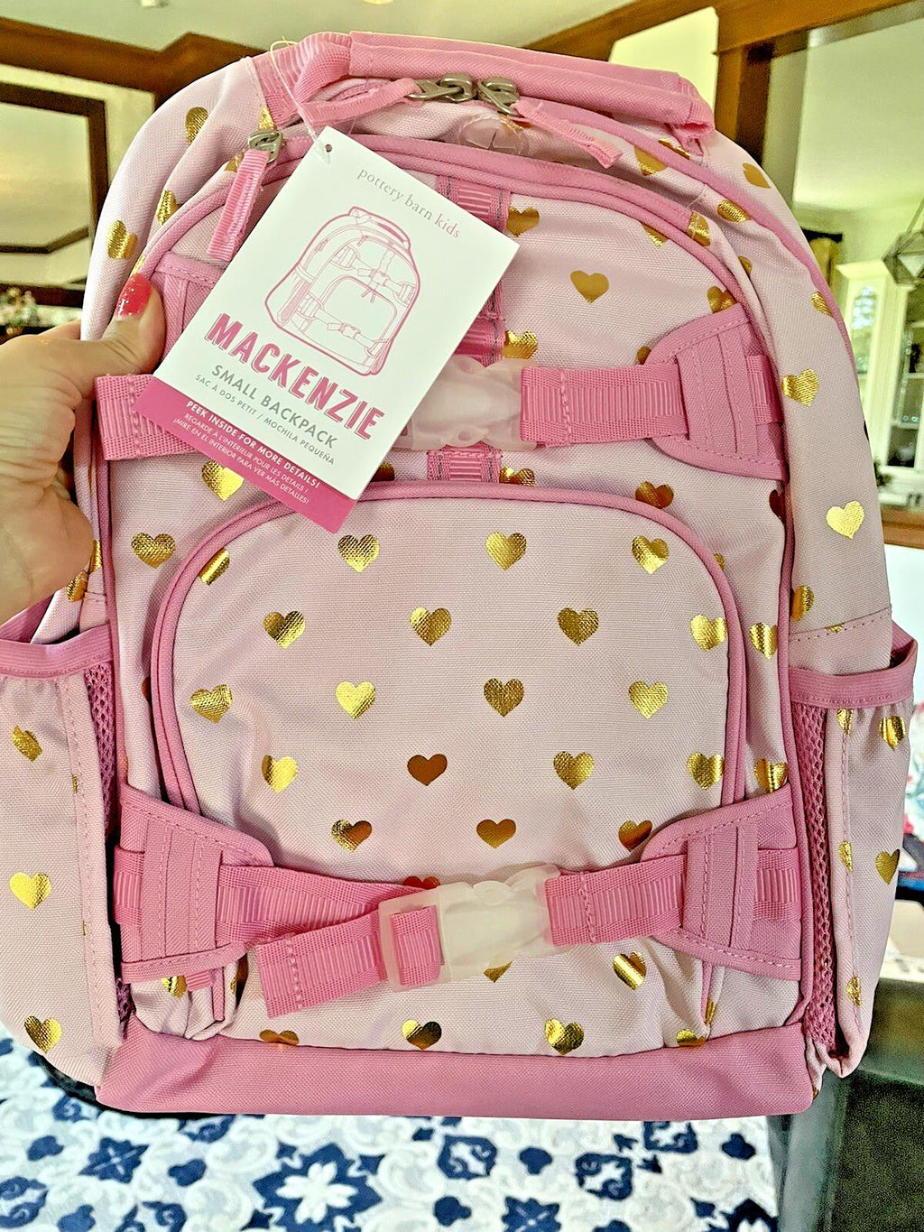 School Pottery barn Barbie BACKPACK bag girl princess pink travel heart gold .