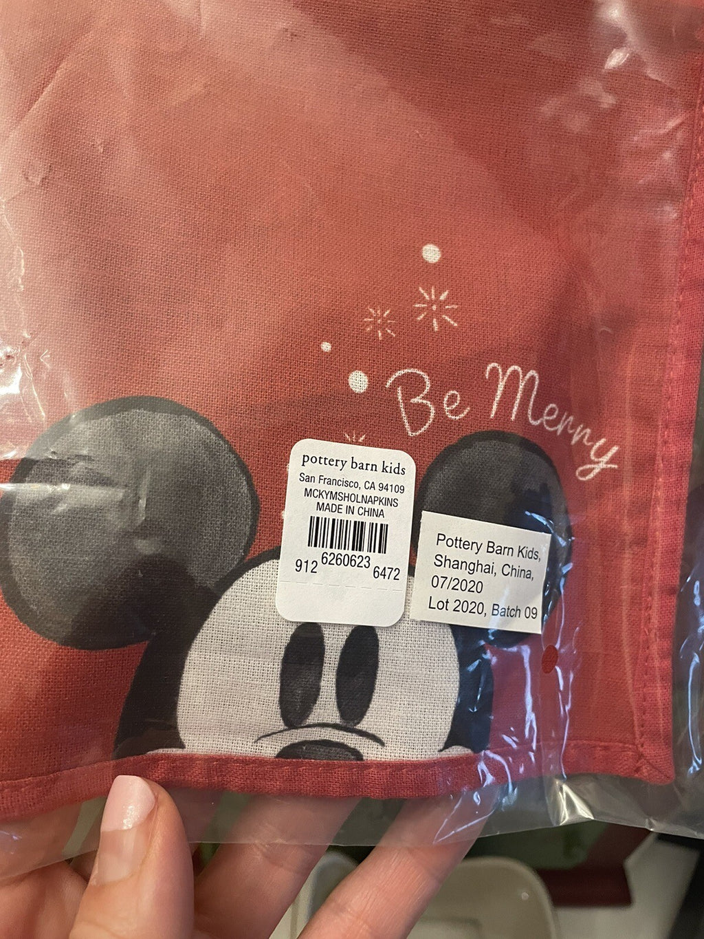 Pottery Barn disney Mickey Mouse Napkin Christmas holiday party gift school "