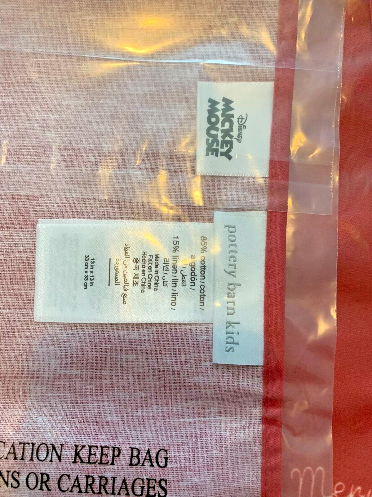 Pottery Barn disney Mickey Mouse Napkin Christmas holiday party gift school "