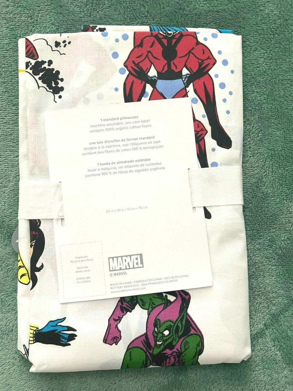 Pottery barn Disney Holiday AVENGERs SPIDERMAN star school boy Pillowcase gift =