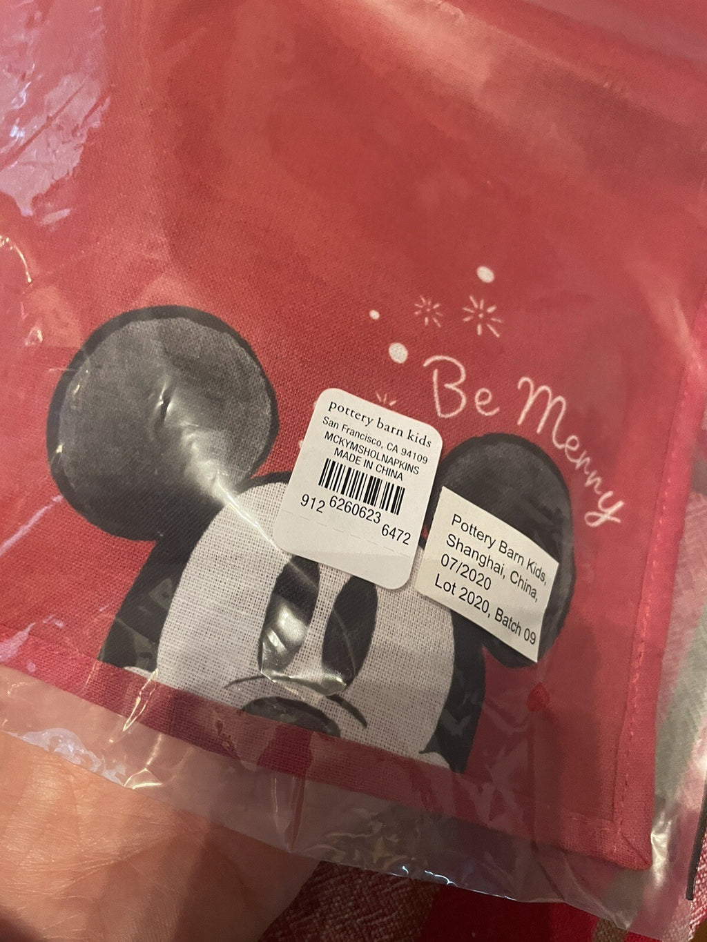 Pottery Barn disney Mickey Mouse Napkin Christmas holiday party gift school "