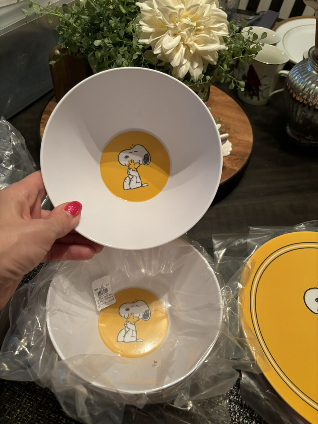 Disney Snoopy Pottery Barn plate cup Bowl+UTENSILS Peanuts Party Disney SET 16